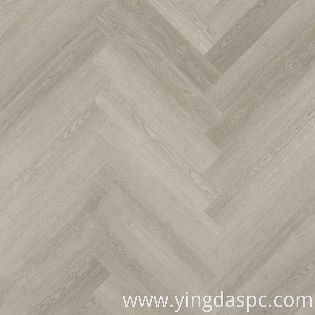 Light Grey Herringbone or Plank Waterproof Spc Diamond Vinyl Flooring